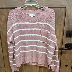 Pink Rose Women's Blush and White Striped Sweater